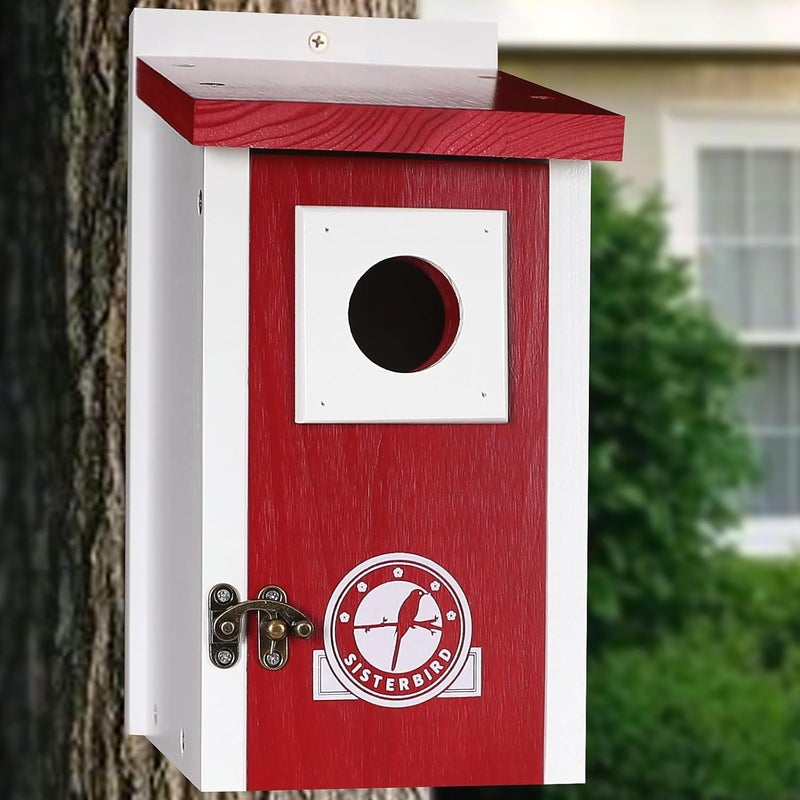 SISTERBIRD Bird Houses for Outside, Claret-Red Bird House, Bluebird Houses for Outside, Garden Decoration Birdhouses for Outdoors, Bluebird Finch Swallow Wren Chickadee - Image 1